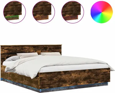 Zdjęcie produktu dla vidaXL Rama łóżka z dębu wędzonego 200 x 200 cm materiał drewnopochodny