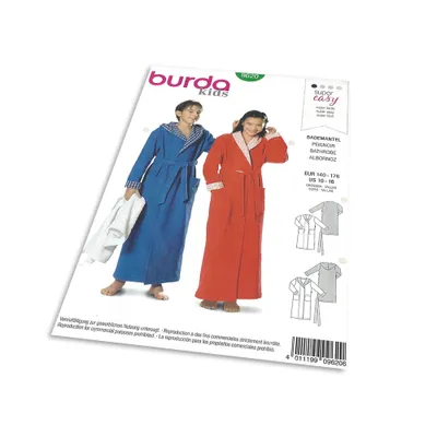 Produktbild von Schnittmuster Bademantel Burda 9620 US 10-16 (Gr. 140-176) Deutsche Anleitung