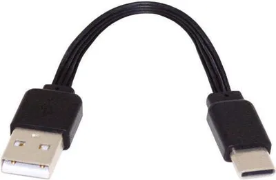 Produktbild von SYSTEM-S USB 3.1 Kabel 13 cm Typ C Stecker zu 2.0 Typ A Stecker flach Schwarz