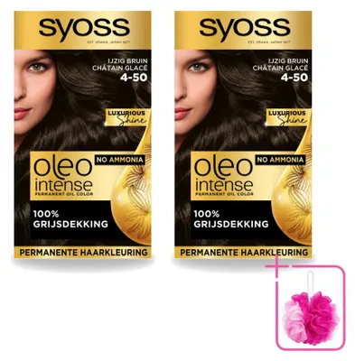Productafbeelding van 2 x Syoss Oleo Intense 4-50 Permanente Haarkleur - IJsblond - Voordelige verpakking - 2 stuks