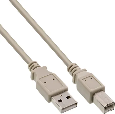 Produktbild von InLine® 34550H Kábel USB 2.0, A na B, béžový, 10 m