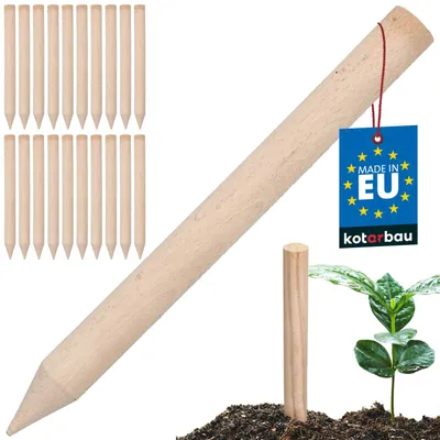 Produktbild von KOTARBAU® 20er Set Bohnenstangen Holz 30 cm Holzpflock Holzpflöcke Holzpfahl Holz Pfahl aus Buchenholz Pflanzstäbe Absteckpfähle Holzpfahl Holzpfosten Erdungsstab Hartholzpfähl ErdungsspießRund