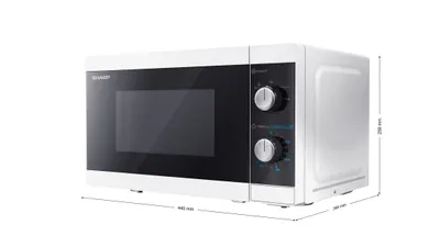 Zdjęcie produktu dla Sharp YC-MS01E-W, blat roboczy, mikrofalówka solo, 20 l, 800 W, sterowanie obrotowe, czarny, biały