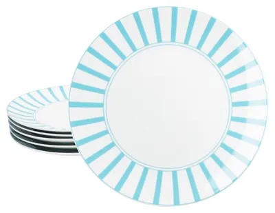 Image de Split turquoise rayé 6x Assiette plate Ø27cm Porcelaine 6 pers. Assiette plate rayée