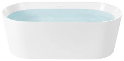 Produktbild von BELIANI Badewanne Weiß Acryl Oval 167 x 81 cm Freistehend mit Überlauf Ablaufgarnitur Klickverschluss ohne Armatur s Modernes Design