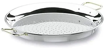 Paella-Pfanne Edelstahl 38 cm, silber, für alle Herdarten