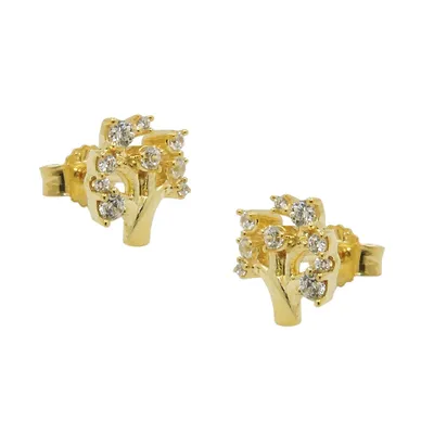 Produktbild von Ohrstecker Ohrring 9x8mm Baum mit Zirkonias GOLD 9Kt gold 9x8mm