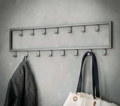 Hakenleiste JON mit 15 Haken Wandgarderobe im Dark-Silver-Finish