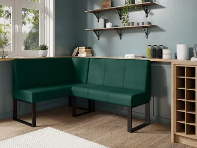 Produktbild von JKG Meble Eckbank fur Essizmmer - Eckbankgruppe mit Metallbeinen - Sitzecke Küche - Velours - Essecke - Küchensofa - Grün - Rechts - 130x170 cm