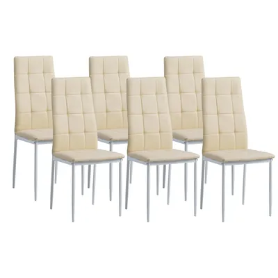 Produktbild von Albatros International Esszimmerstühle RIMINI, 4er Set, Kunstleder-Bezug Beige, Stahlgestell, Italienisches Design, Polsterstuhl, hohe Belastbarkeit, Maße: B 41 x H 97 x T 38 cm, Sitzhöhe 49 cm.