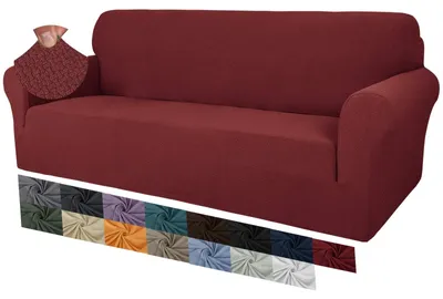 Productafbeelding van Elzusha - Universele Jacquard Bankhoes voor 3-Zitsbank Super Stretch Wijnrood