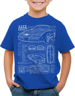 Produktbild von style3 K.I.T.T. Kinder T-Shirt blaupause michael knight 2000 black rider
