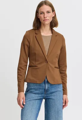 Produktbild von b.young BYRizetta Damen Blazer Jackenblazer Anzugsblazer mit Stretch Reverskragen 1-Knopf-Form Paspeltaschen Slim fit