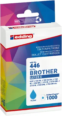 Image de edding 18-446/18-446-01 edding EDD-446 cyan Cartouche d'impression compatible avec brother LC-123C