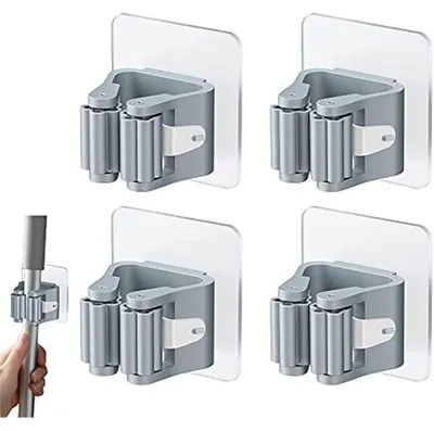 Image de Accroches sans perçage pour balais, pinces pour balais, supports pour balais de salle de bain
