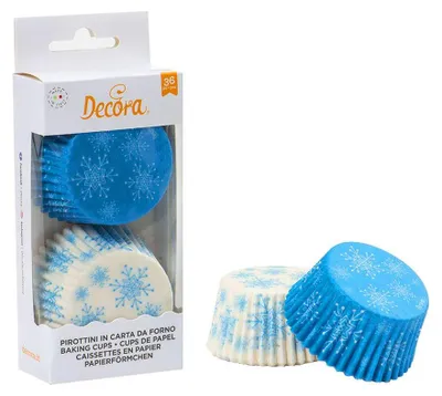 Immagine prodotto di Cestino per muffin 36pz fiocchi di neve 5x3,2cm