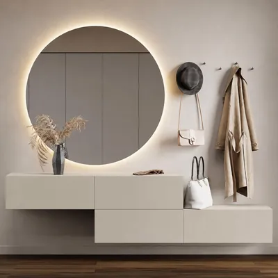 Produktbild von Flur Möbel Garderobe 2x Hängeschrank 160 cm Kaschmir mit Nova Spiegel 100 cm