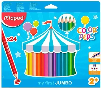 Image de Maped my first crayon de couleur triangulaire COLOR'PEPS JUMBO,étui de 24 pièces
