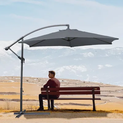 Obrázok produktu pre Jiubiaz slnečník Grey Ø300cm Traffic Light Garden Parasol Market Umbrella Crank Balcony Alu Tiltable