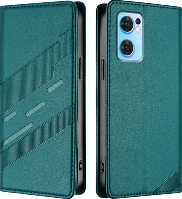 Produktbild von Hülle für Oppo Find X5 Lite/Reno7 5G, Kunstleder Brieftaschen Handyhülle mit Kartenfach und Standfunktion Grün