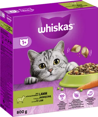 Produktbild von Whiskas Trockennahrung 1+ mit Lamm (800 g)