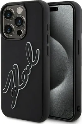 Produktbild von KARL LAGERFELD case passend für IPHONE 15 Pro KLHCP15L3DRKSDLK (3D Rubber Signature) black