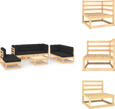 Produktbild von vidaXL 8-tlg. Garten-Lounge-Set mit Kissen Massivholz Kiefer -  Gartenmöbel-Sets