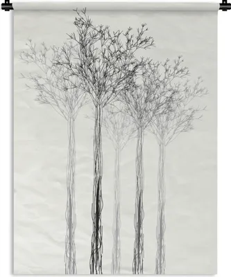 Produktbild von MuchoWow® Wandteppich Wandbehang Eine Schwarz-Weiß-Illustration einer Baumreihe 60x80 cm Tapisserie Dekoration Wandtuch - Decke - Wandtücher - Wohne