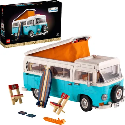 Produktbild von LEGO 10279 Icons Volkswagen T2 Campingbus VW-Bus mit ikonischen Details, klassischer Modellbausatz Camper, Geschenk für Erwachsene