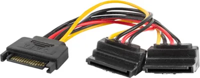 Zdjęcie produktu dla Lanberg CA-SASA-10CU-0015, 0,15 m, SATA I, SATA 15-pin, 2 x SATA 15-pin, Męska/Żeńska, Czarny, Czerwony, Żółty