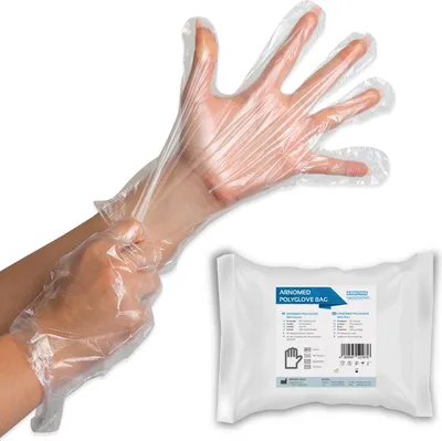 Produktbild von ARNOMED Einweghandschuhe PE, 100 Plastikhandschuhe Transparent, Einmalhandschuhe Gr Damen/Herren - Gr. M-L, im Beutel
