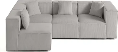 Produktbild von Lisa Design Arty - modulares Ecksofa links 5-Sitzer - Cord , Hellgrau