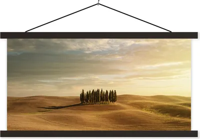 Produktbild von MuchoWow® Textilposter Toskana - Bäume - Italien 150x75 cm mit schwarzem Rahmen - Posterleiste