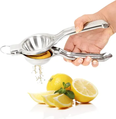 Produktbild von GOURMEO Zitronenpresse aus Edelstahl - strapazierfähige Zitruspresse Handpresse - spülmaschinenfeste manuelle Limettenpresse - Zitruspresse manuell - Lemon Squeezer