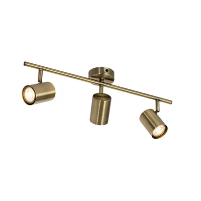 Produktbild von QAZQA - Modern Moderner Spot I Spotlight I Deckenspot I Deckenstrahler I Strahler I Lampe I Leuchte aus Bronze, kippbar, 3-flammig Spotbalken-flammig – Jeana I Wohnzimmer I Schlafzimmer - Stahl Längli