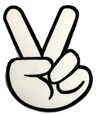 Obrázek produktu pro Peace Finger - nášivka, nažehlovací nášivka, nažehlovací aplikace, nášivky, k nažehlení, velikost: 6,5 x 4,8 cm