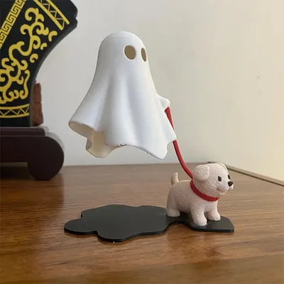 Produktbild von 3D-Druck Geist mit Hund Figur Halloween Deko Statue Schreibtisch Dekoration Schlafzimmer Geschenk