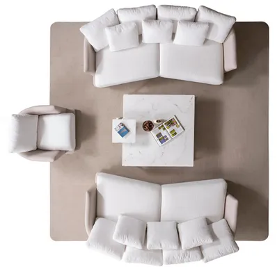 Produktbild von s Wohnzimmer-Set Weißer 3-Sitzer Designer Relaxsessel 2tlg