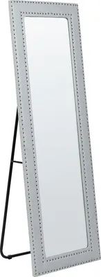 Obrázok produktu pre BELIANI Stojacie zrkadlo svetlosivý rám z umelej kože 50 x 150 cm akrylové sklo ozdobný lem dekoratívny rám glamour dizajn