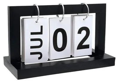Image de Calendrier à feuilles rétro en bois de chêne, style classique, pour le bureau et le salon, noir.