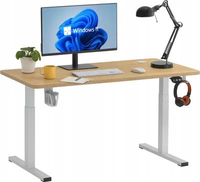 Produktbild von Ekspand | Schreibtisch Höhenverstellbar - 140 Cm - Elektrische Höhenverstellung 72-118 Cm - Esche