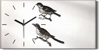 Produktbild von Wandbild Leinwand Bilder Wanduhr 60x30 Zeichnung Tier Vogel Zweig Kunst - schwarze Hände