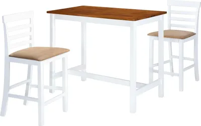 Obrázok produktu pre Maison Exclusive – Barový stôl so stoličkami, 3-dielna sada, masívne drevo, hnedá a biela