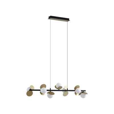 Produktbild von Lucande LED-Hängelampe Pallo, 7-flg., schwarz/gold, Glas