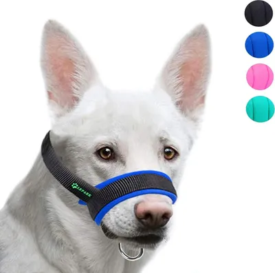 Produktbild von Stoffen Maulkorb für Hunde - verhindert Beißen und Kauen - verstellbar und atmungsaktiv - Größe S - blau Maulkorb