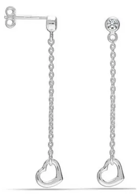 Imagen del producto de Aretes de corazón para mujer, con circonita, en plata de ley 925, modelo BIPE043