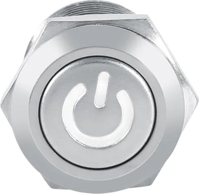 Zdjęcie produktu dla przełącznik przyciskowy zasilania 12 mm Wodoodporny Metalowy Chwilowy Typ Biała Dioda LED 3V
