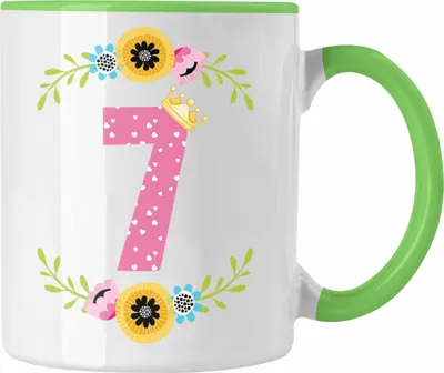 Produktbild von Trendation - 7. Geburtstag Mädchen Tasse Geschenk zum Siebten Geburtsagsparty Grafik Krone  7 Jahre Alt (Grün)