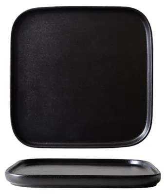 Image de Assiettes carrées en céramique, de couleur noire