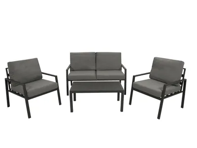 Produktbild von DEGAMO Loungeset Gartenset VANCOUVER Aluminium anthrazit, Polster grau, 4-teilig